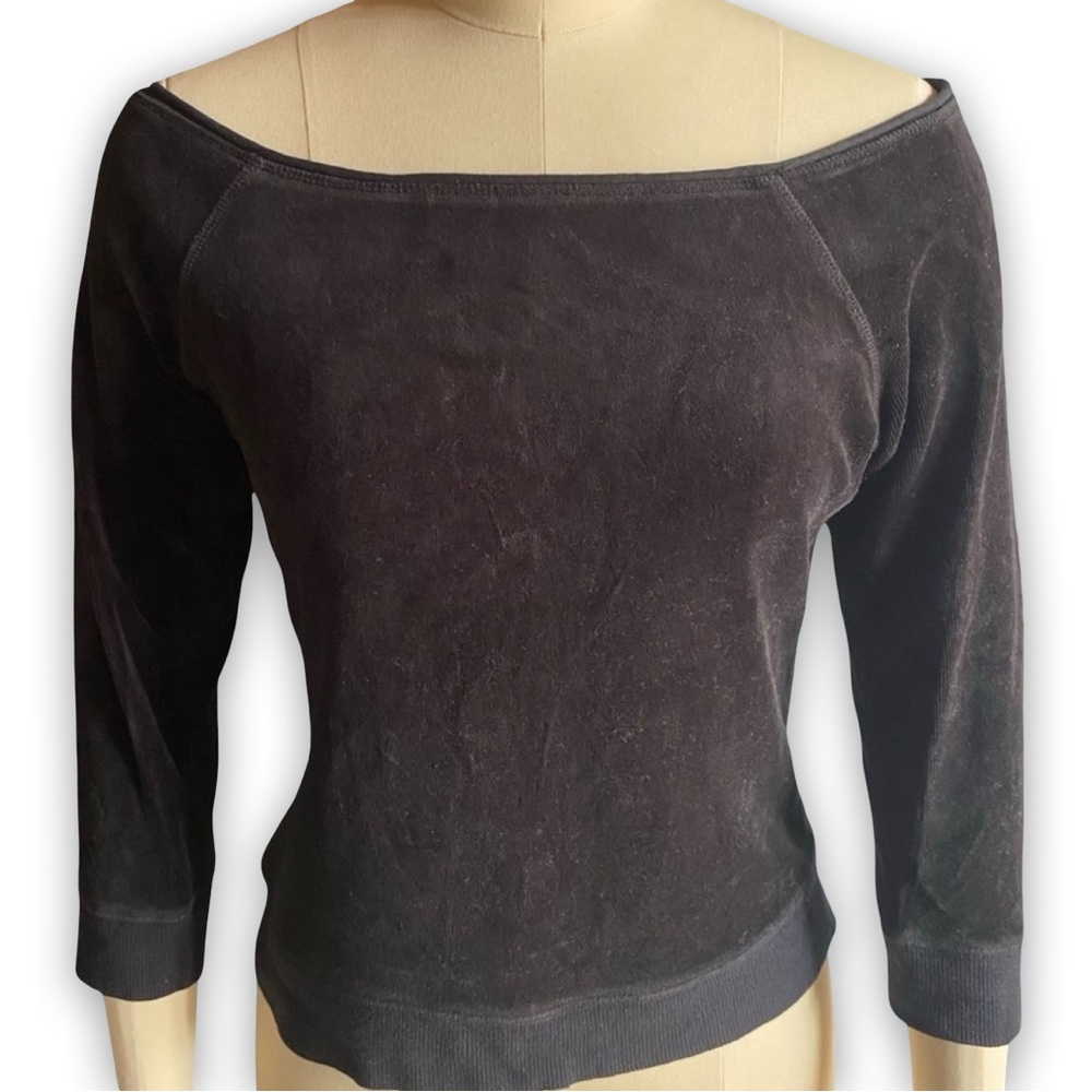 EUC Black Velvety Express Off-Shoulder 3/4 Sleeve Sweater